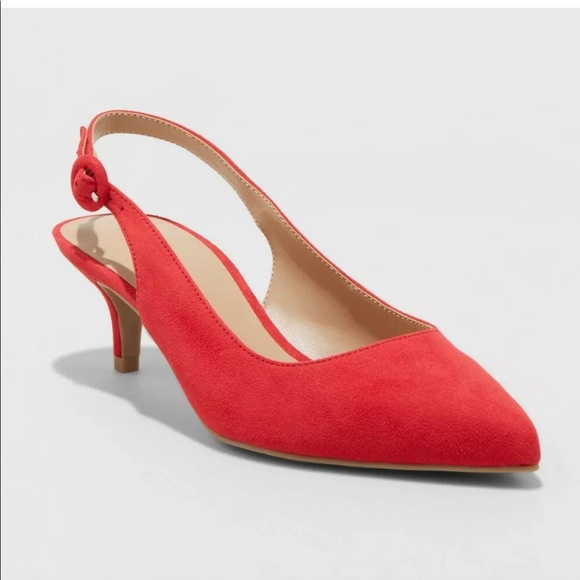 red slingback kitten heels